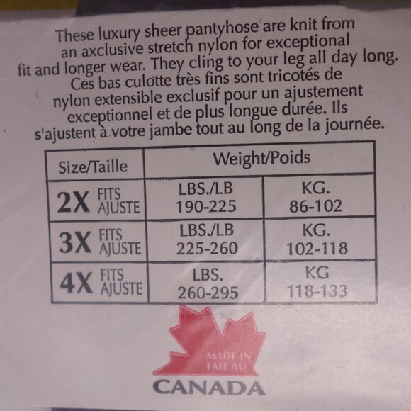 Vintage Rossy Queen Size Nylon 2XL Style 950 Pantyose Black and Taupe - Picture 8 of 16